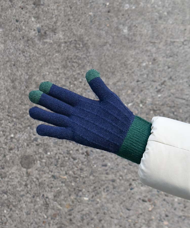 ≪SALE≫スマホタッチ配色ニットグローブ