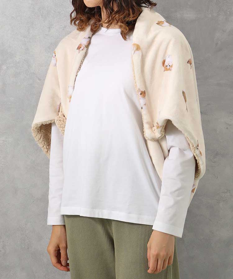 モチーフプリント3wayひざ掛け