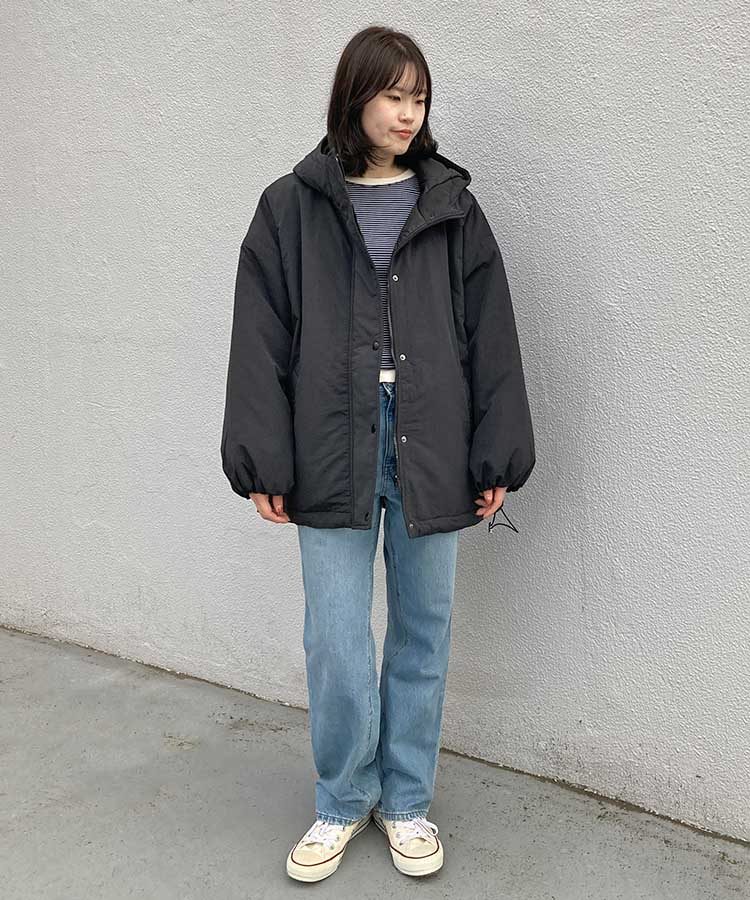 フード付きキルト中綿ブルゾン