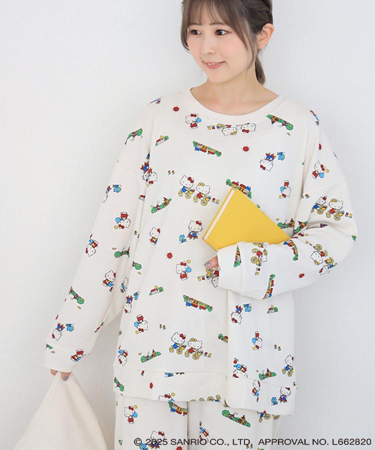 ハローキティワッフルルームウェア上下セット