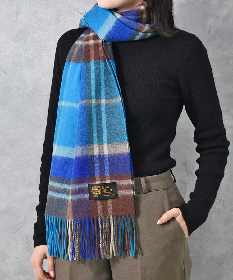 オリジナルネームウールチェックストール