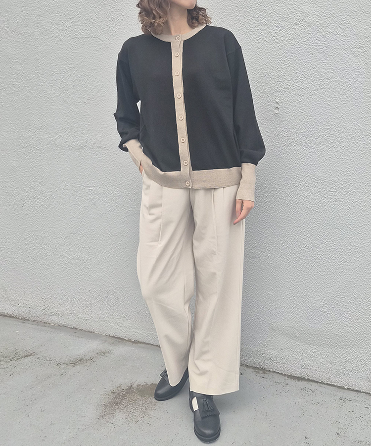 バイカラーカーディガン