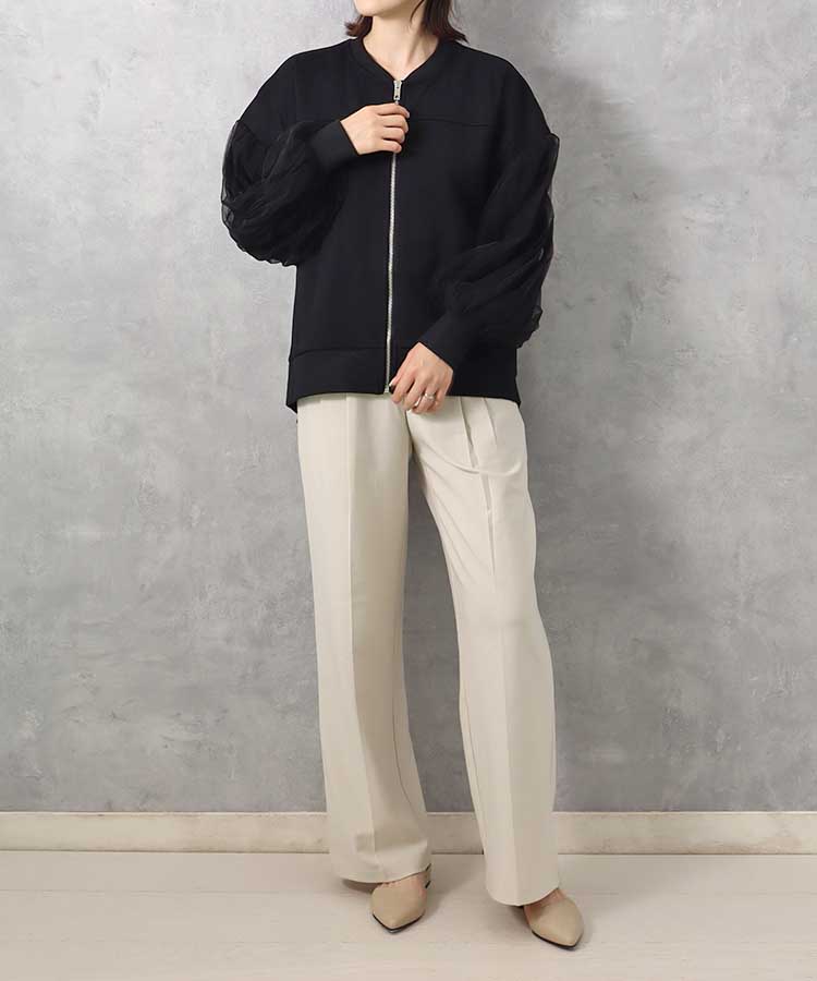 ≪SALE≫【WEB限定】ポンチ×チュールプリーツブルゾン