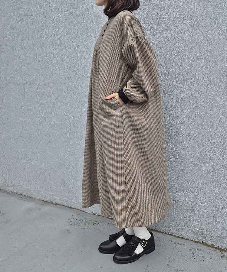 カフタンチェックワンピース