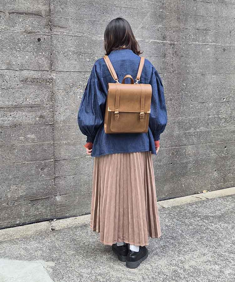 ベルト縦型サッチェルバッグ