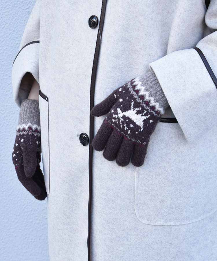 裏起毛トナカイニットグローブ