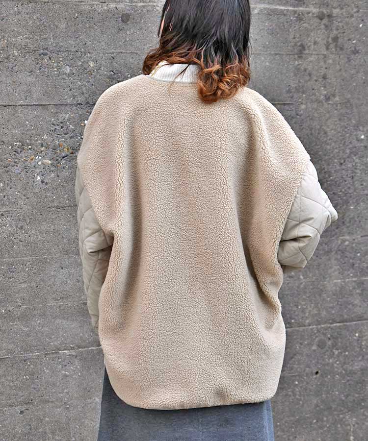 ボア切り替えキルティングコート