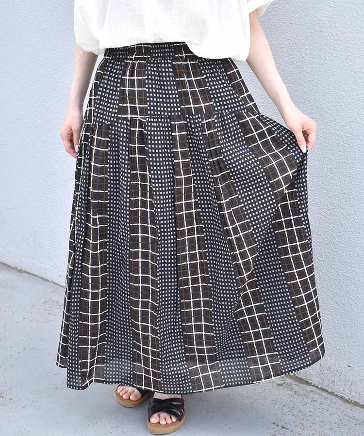 ≪SALE≫切り替えチェックスカート