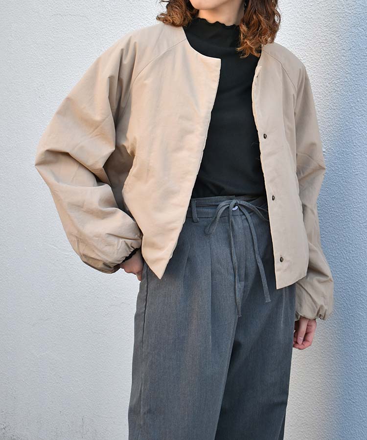 起毛リブWハイネックロンT