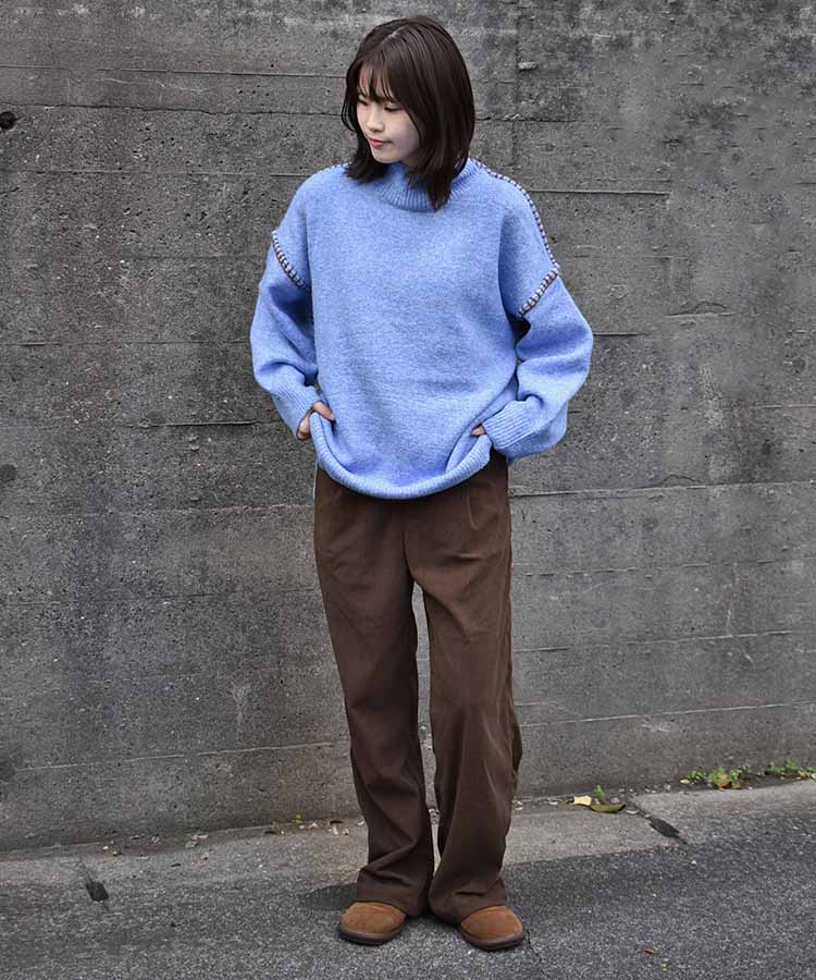 天竺配色ハンドステッチプルオーバー