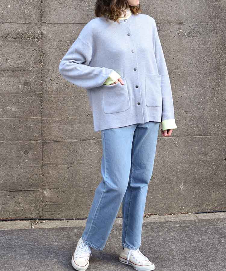 バイカラーニットカーディガン