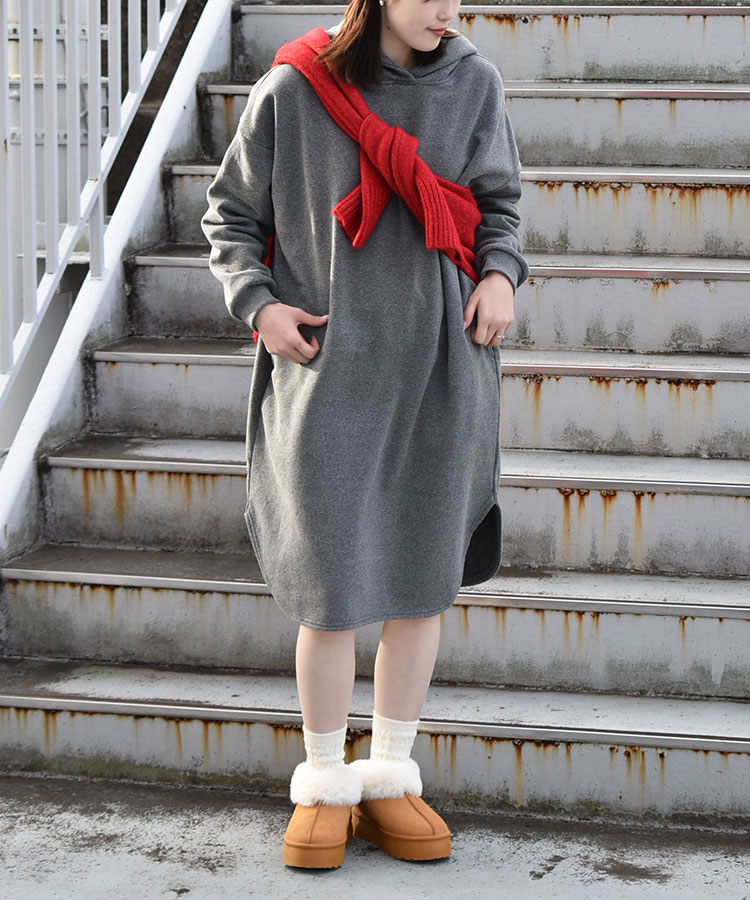 ≪SALE≫裏起毛フーディーワンピース