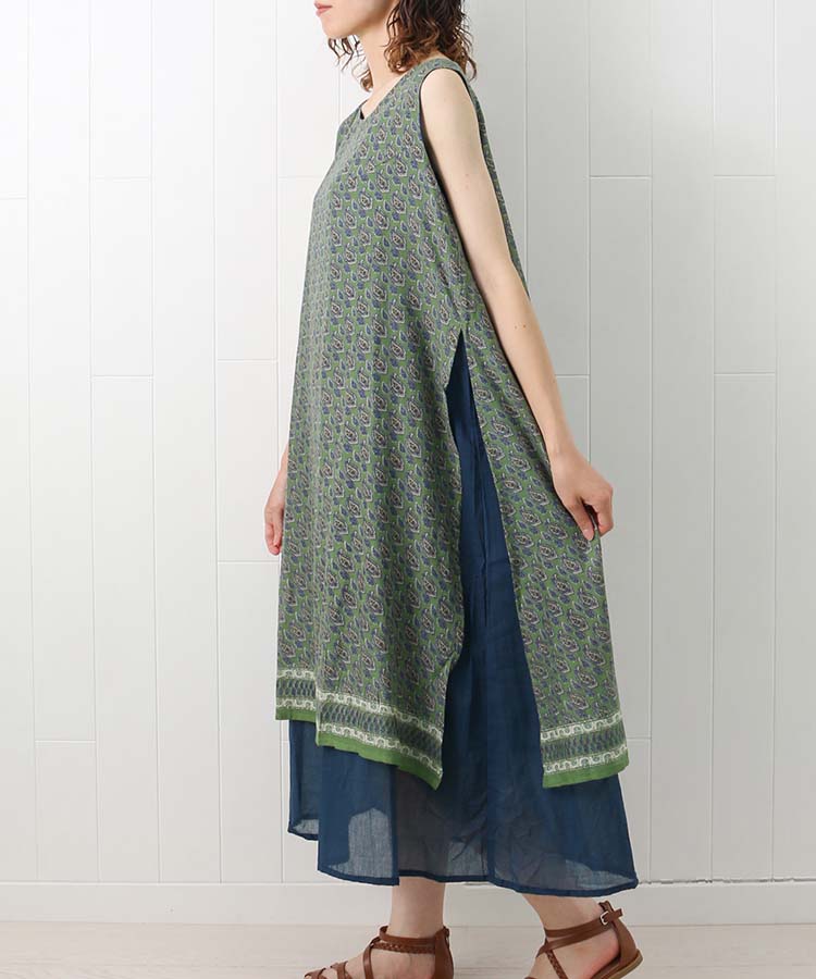 ≪SALE≫袖なしペイズリーワンピース