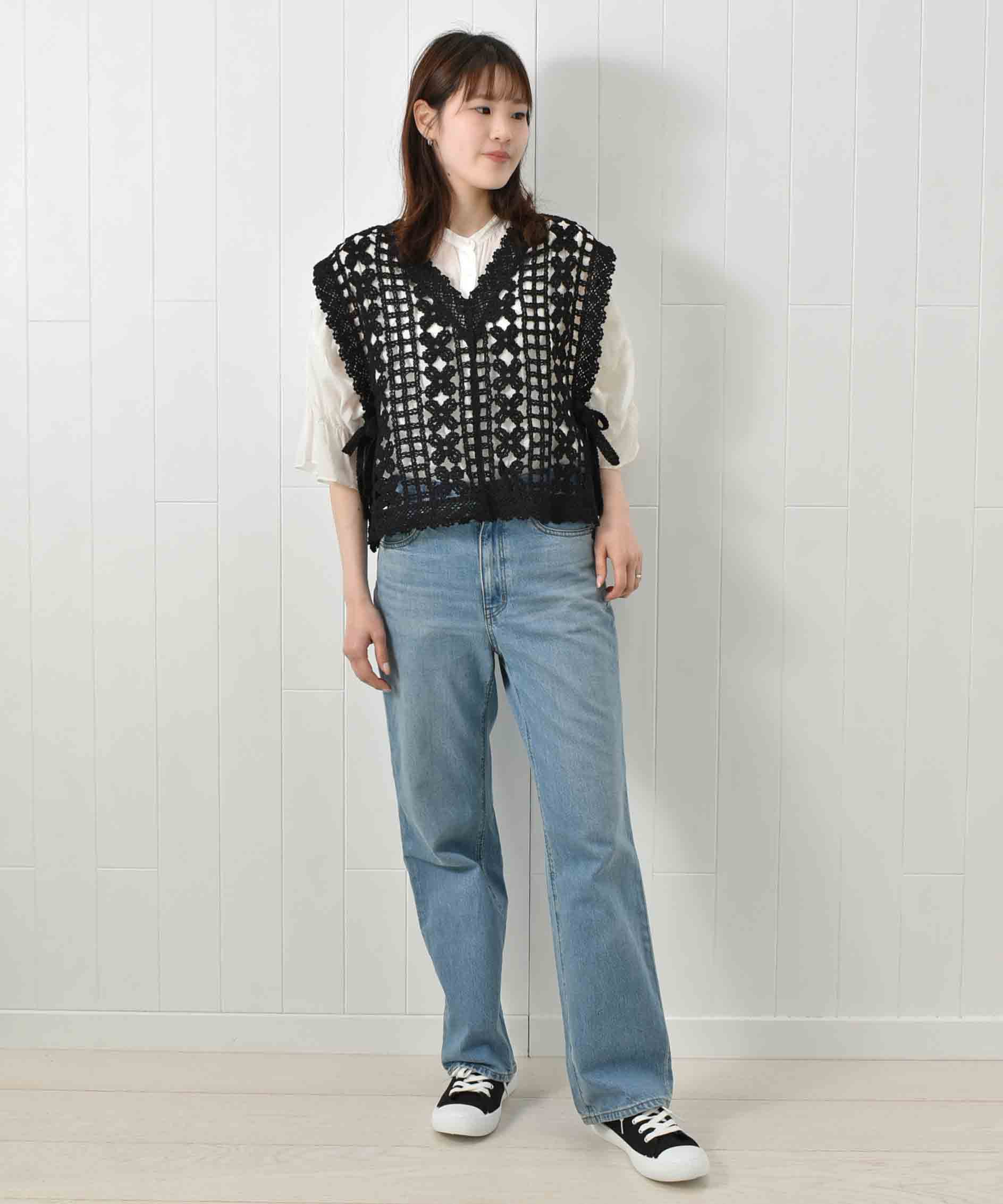 かぎ針サイドリボンベスト