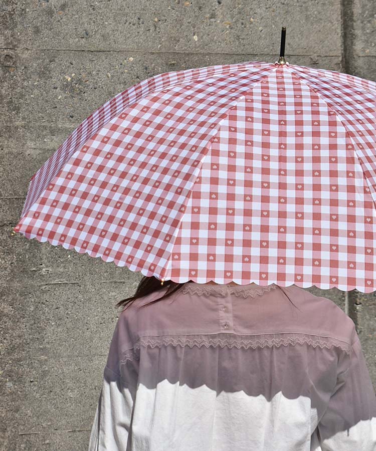 ギンガムハート雨長傘