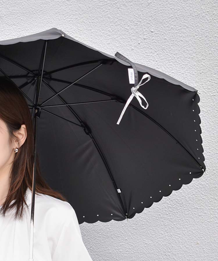 遮光シルバーリボンハート日傘