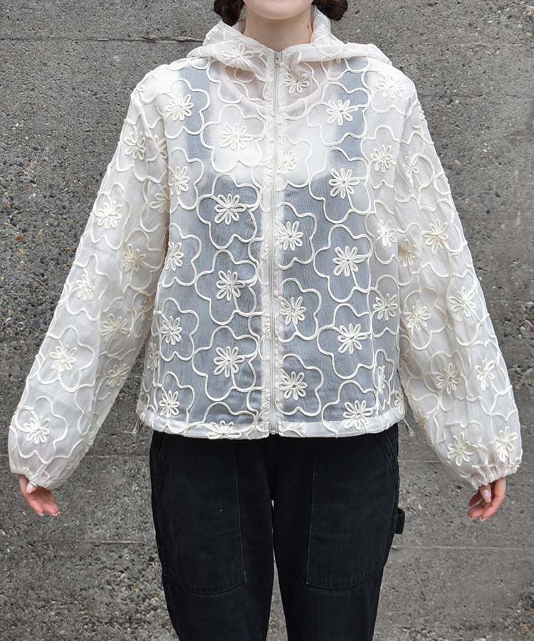 シアーフラワーフードブルゾン