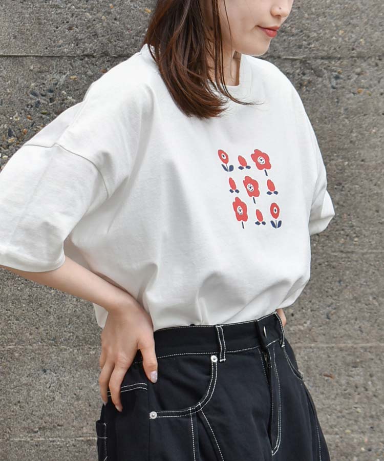 フラワーコットンＴシャツ
