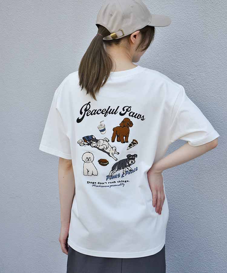 のんびりdog刺繍Tシャツ
