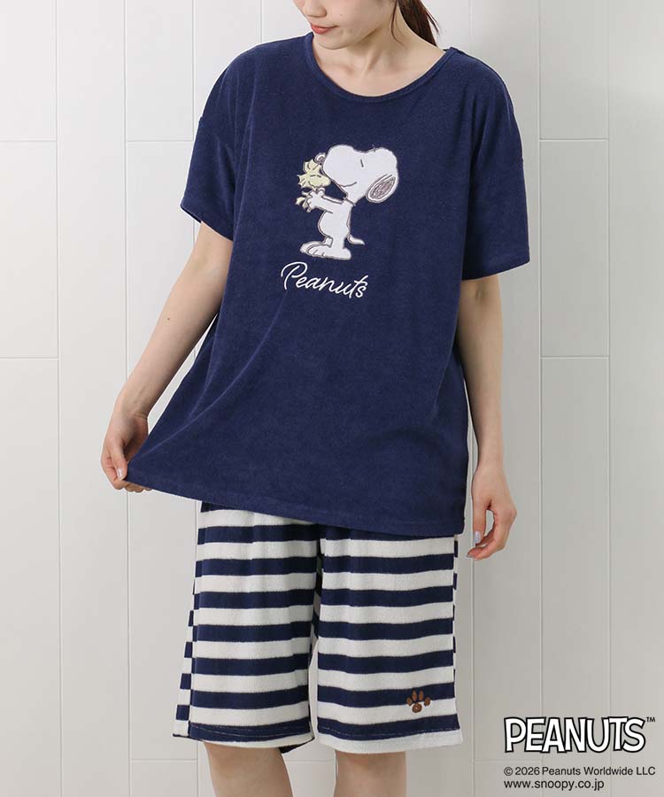スヌーピー 半袖パイルルームウェア上下セット