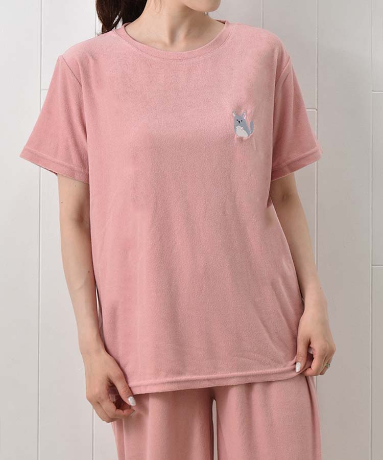 どうぶつ刺繍パイルルームウェア上下セット