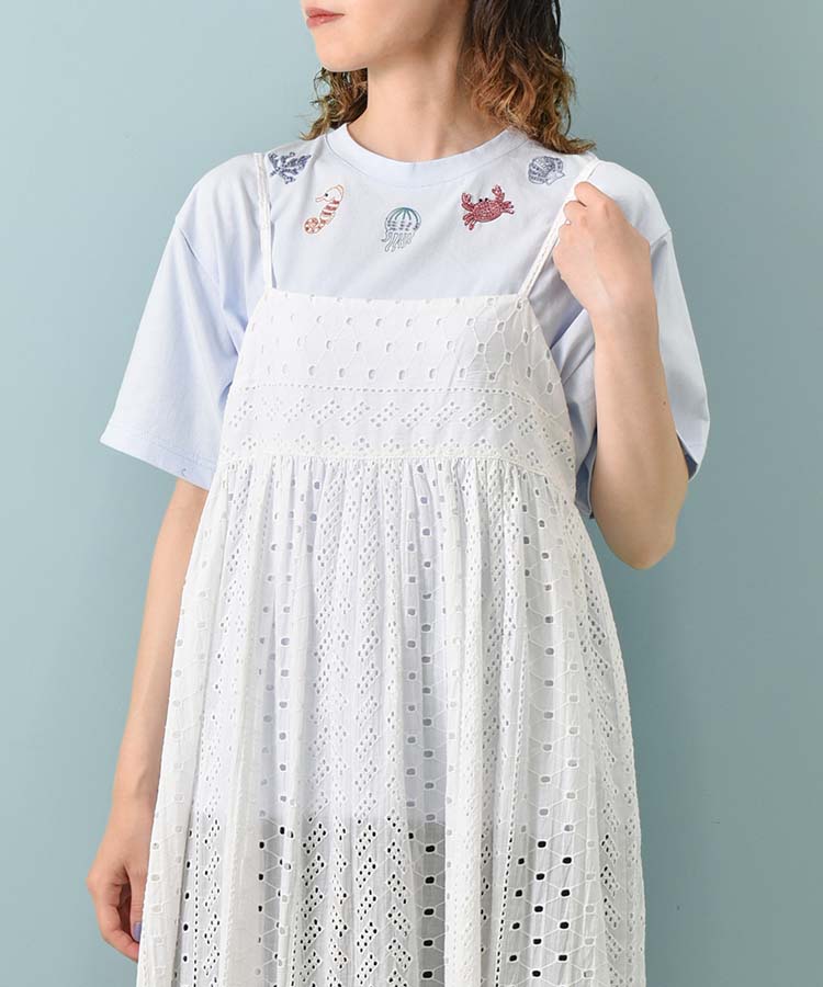 海の生き物ビーズ刺繍Tシャツ