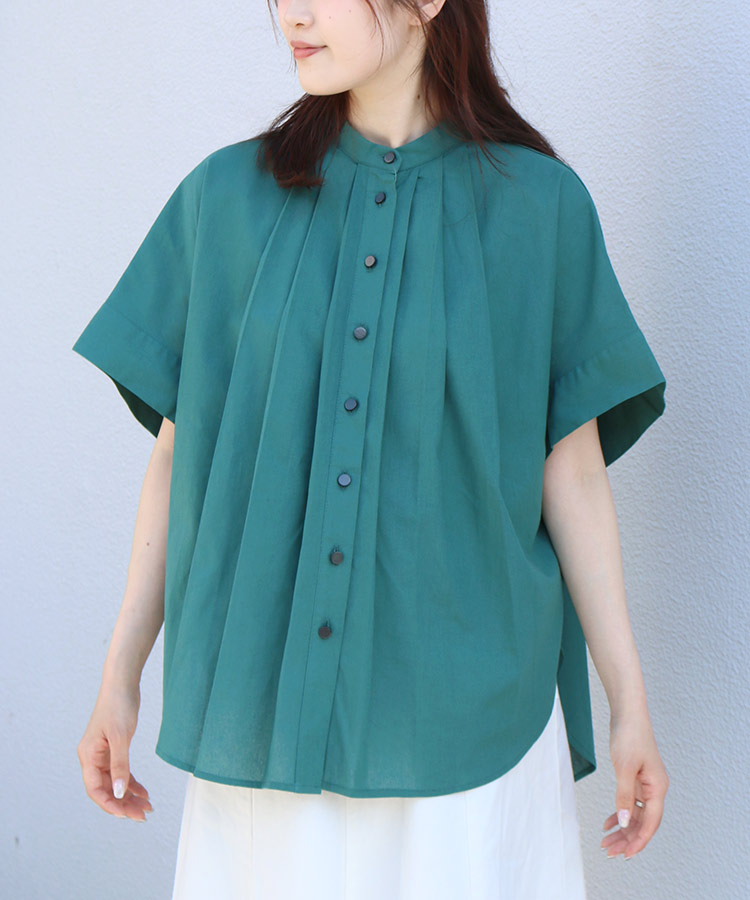 ≪SALE≫ノーカラータックブラウス