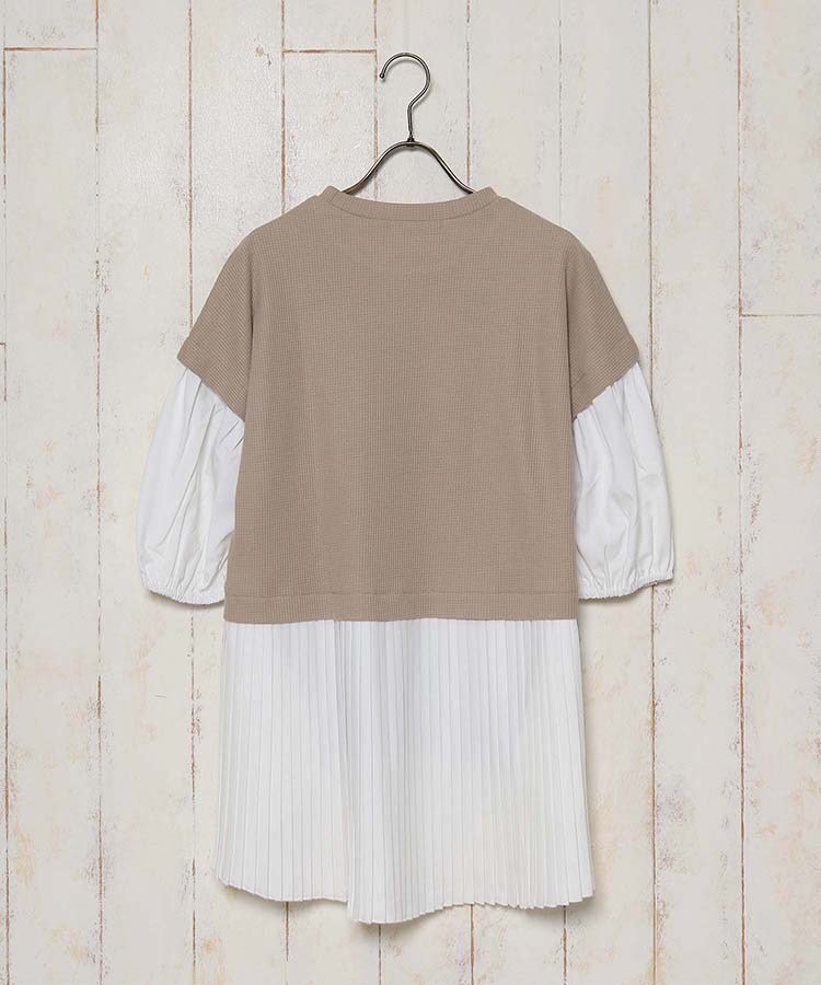 ≪SALE≫ワッフルプリーツ切替ボリューム袖プルオーバー