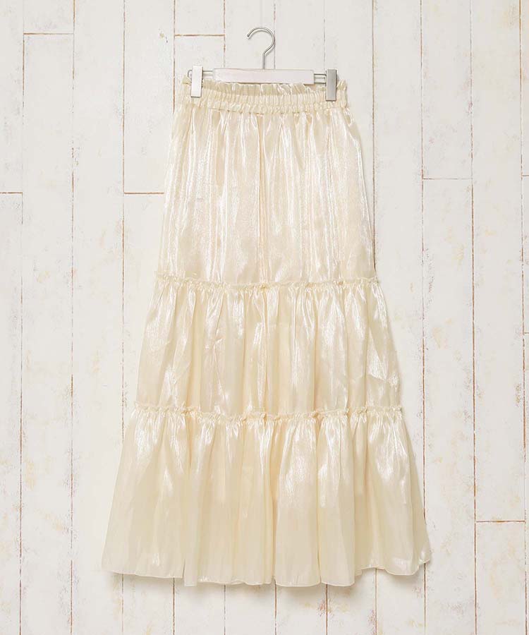 ≪SALE≫シャイニーポプリンティアードスカート
