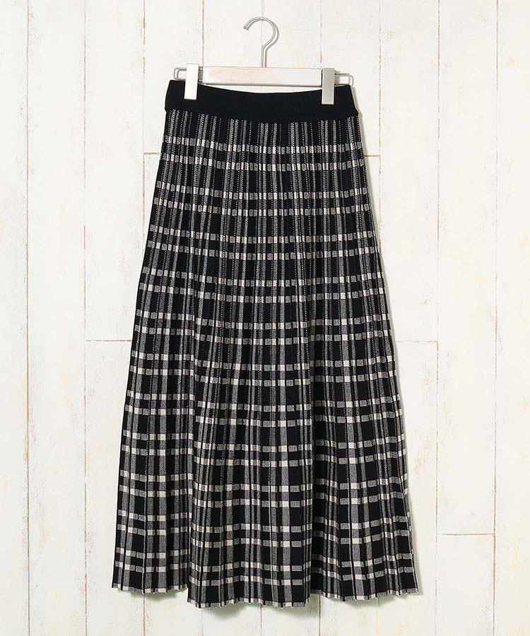 ≪SALE≫チェックプリーツニットスカート