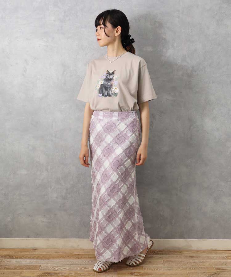 le petaleクロネコフラワー刺繍Tシャツ