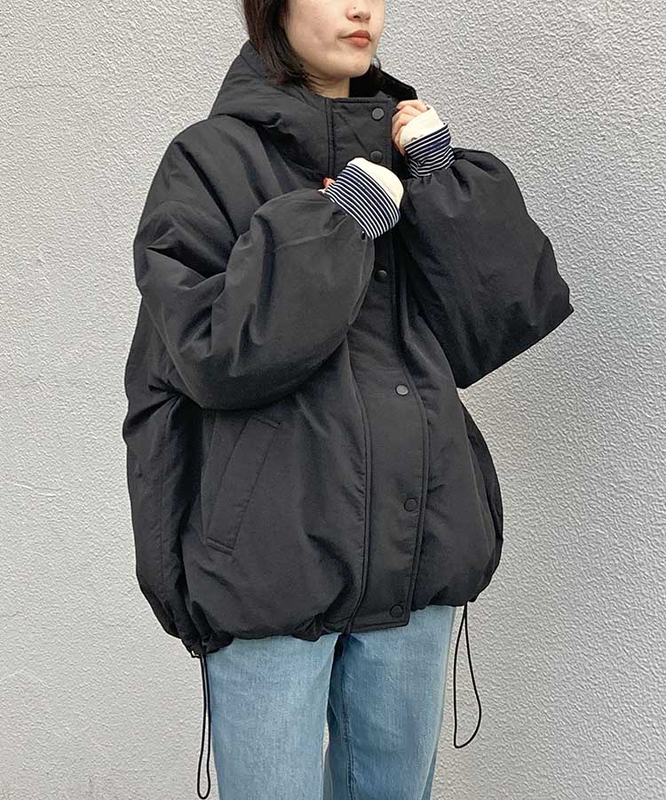 フード付きキルト中綿ブルゾン