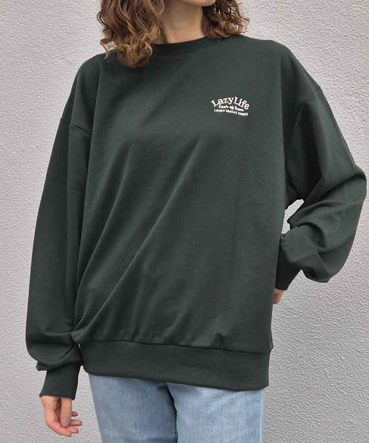 Lazyアニマル刺繍トレーナー