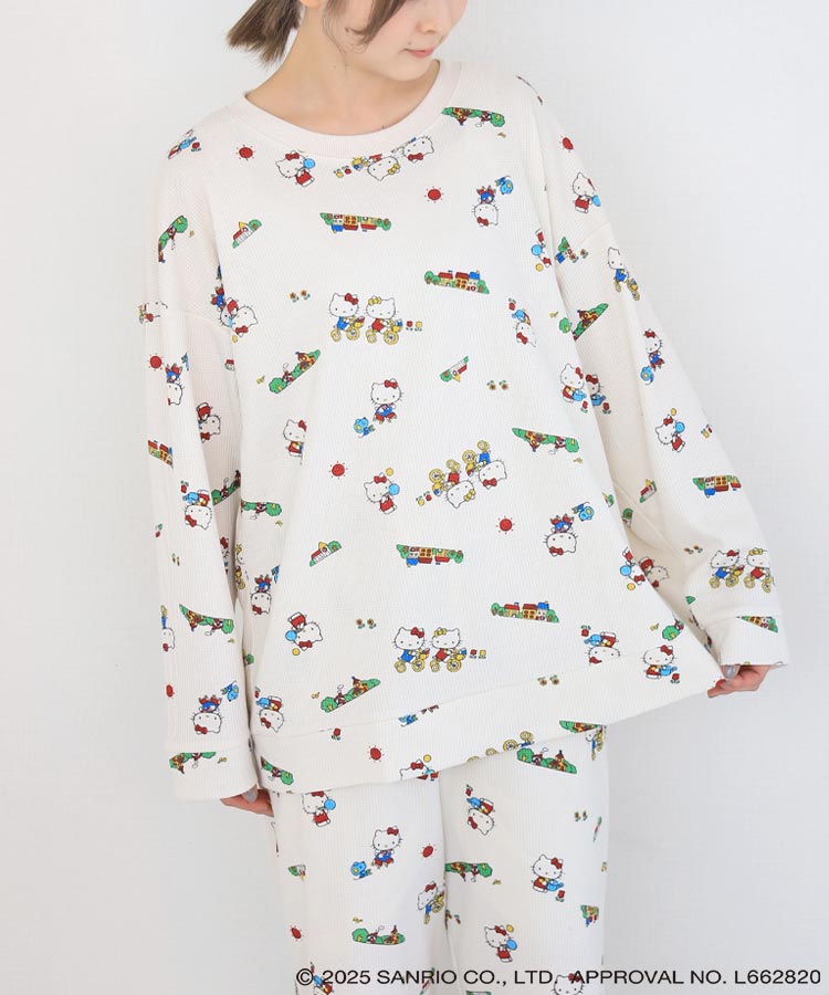 ハローキティワッフルルームウェア上下セット