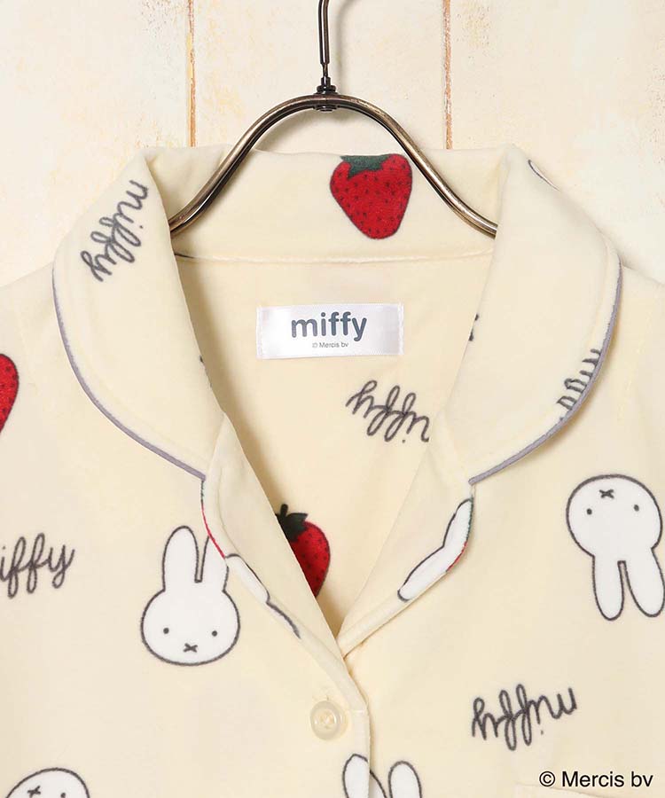 ミッフィーいちご柄前開きパジャマ上下セット