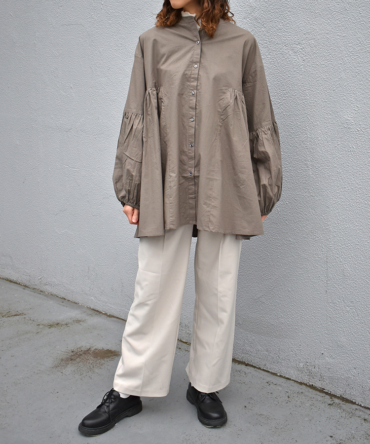 ポプリンバックティアードブラウス