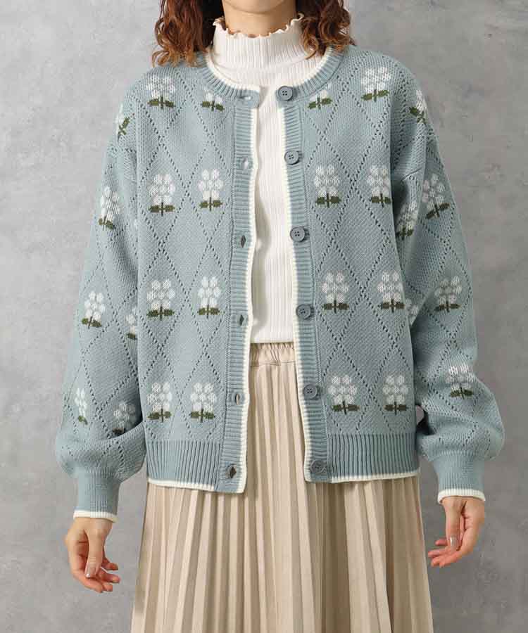 le petale フラワーダイヤニットカーディガン