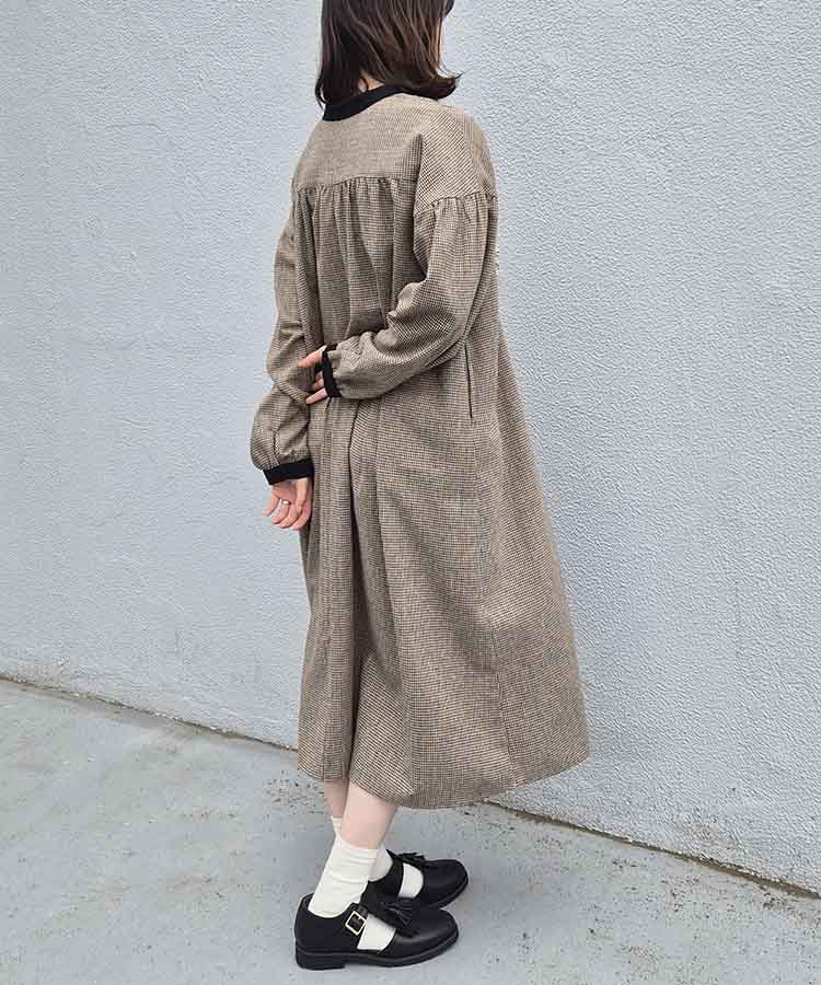 カフタンチェックワンピース