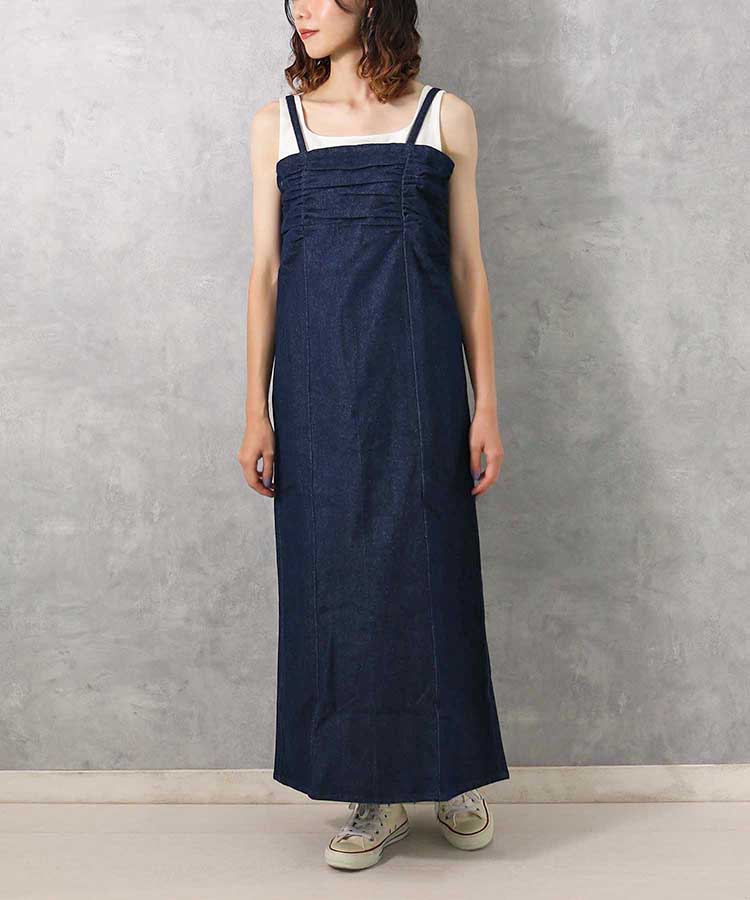 ≪SALE≫【WEB限定】デニムギャザーワンピース
