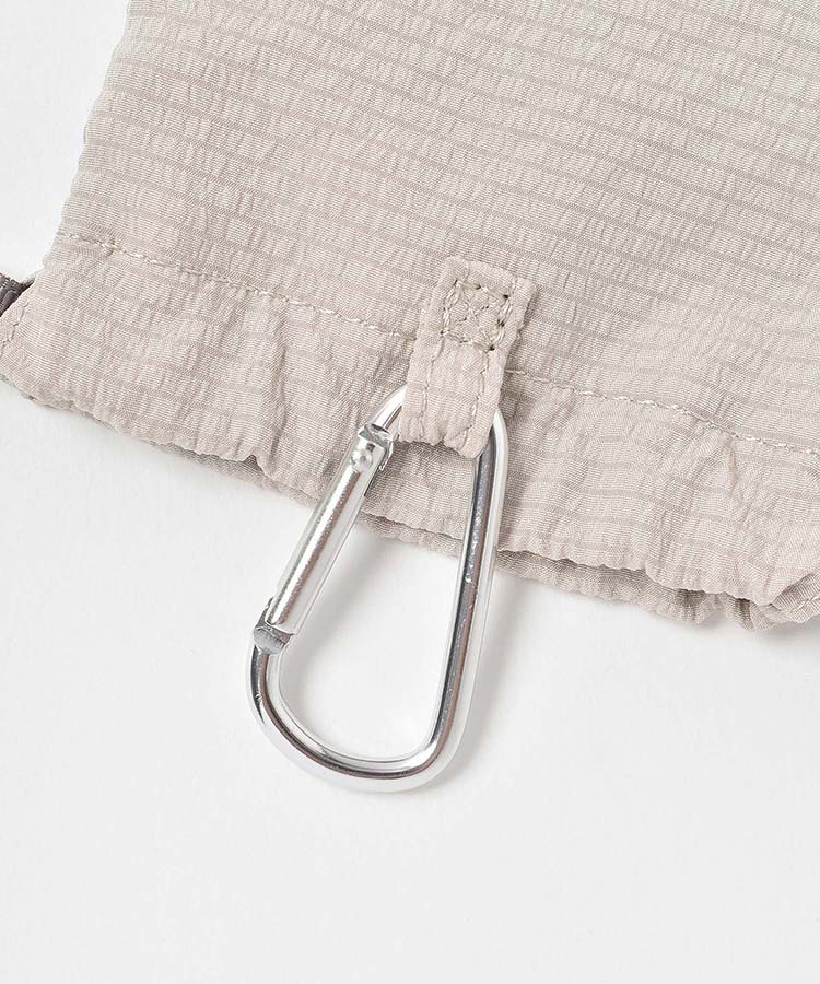 ドッグリボンカラビナ付きリップル巾着