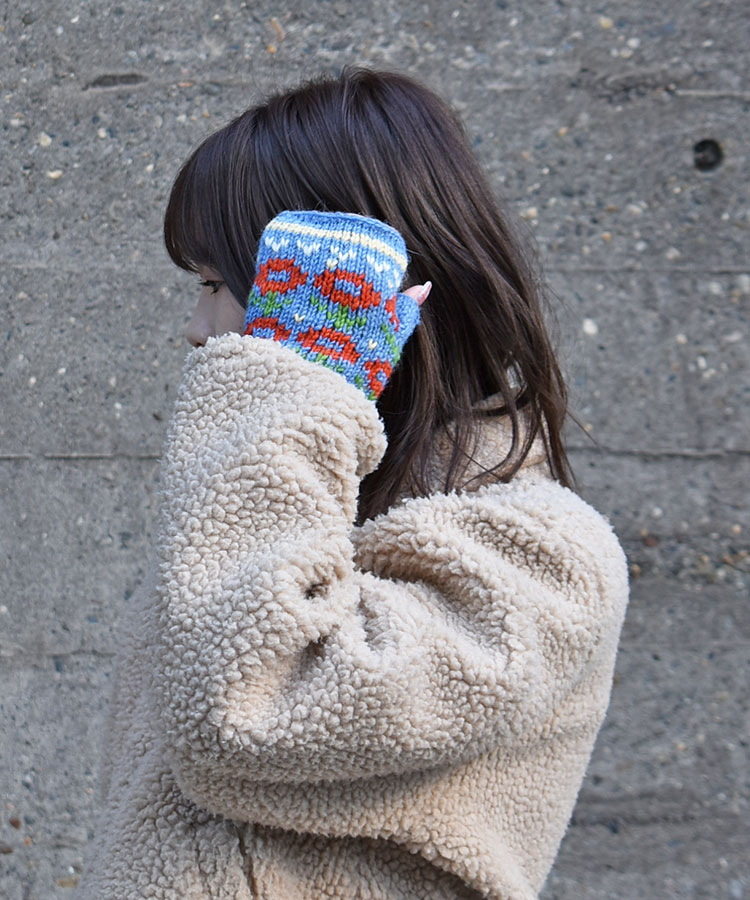 フラワーニットフィンガーレスグローブ