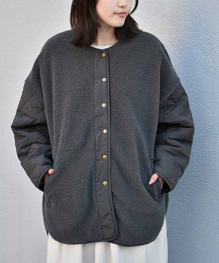 ボア切り替えキルティングコート