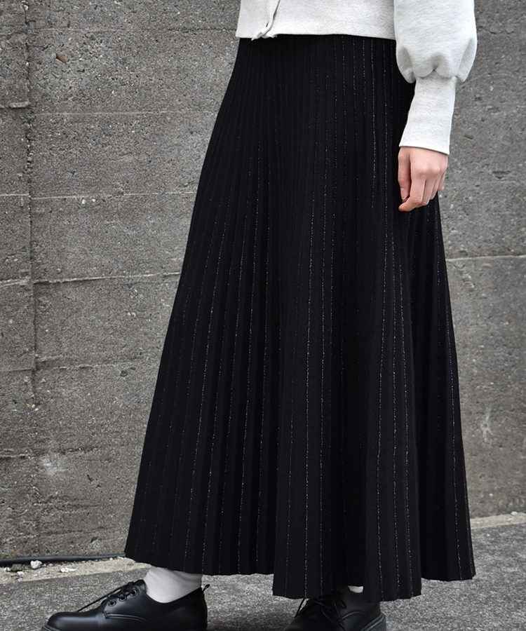 ストライプラメプリーツスカート