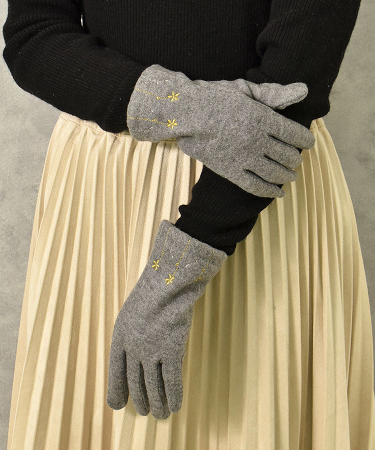 指フードフラワー刺繍グローブ