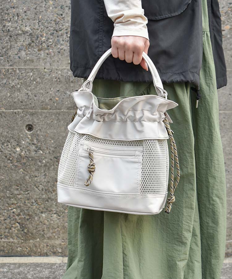 メッシュ2WAYナイロン巾着トート