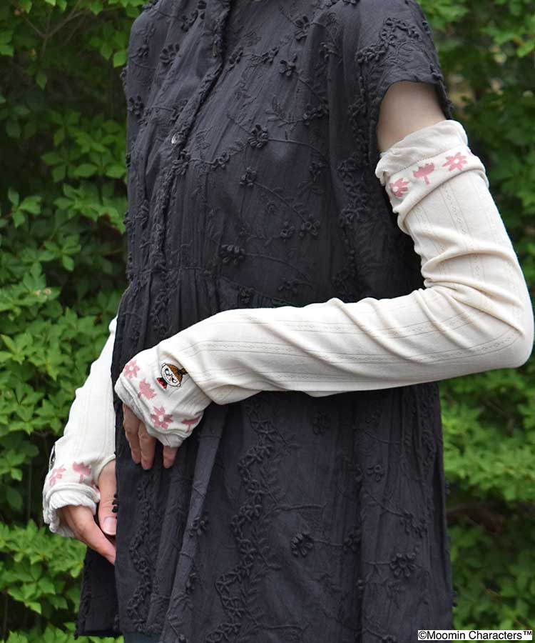 冷感花柄リトルミイ 刺繍ロンググローブ