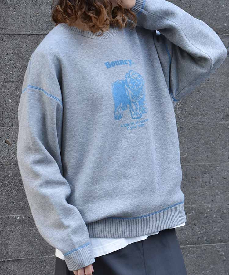 Bouncy.フロッキープリントニットプルオーバー