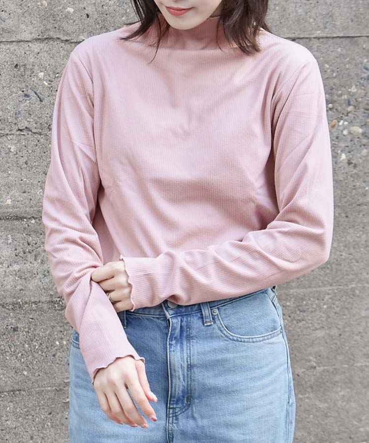 ≪SALE≫起毛リブプチハイネックロンT