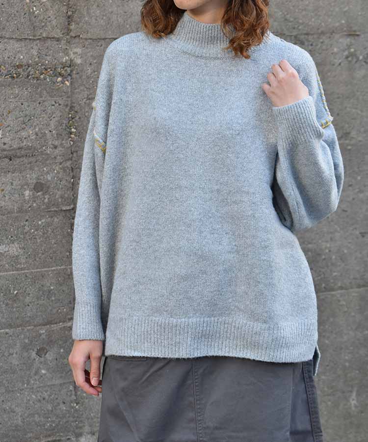 天竺配色ハンドステッチプルオーバー