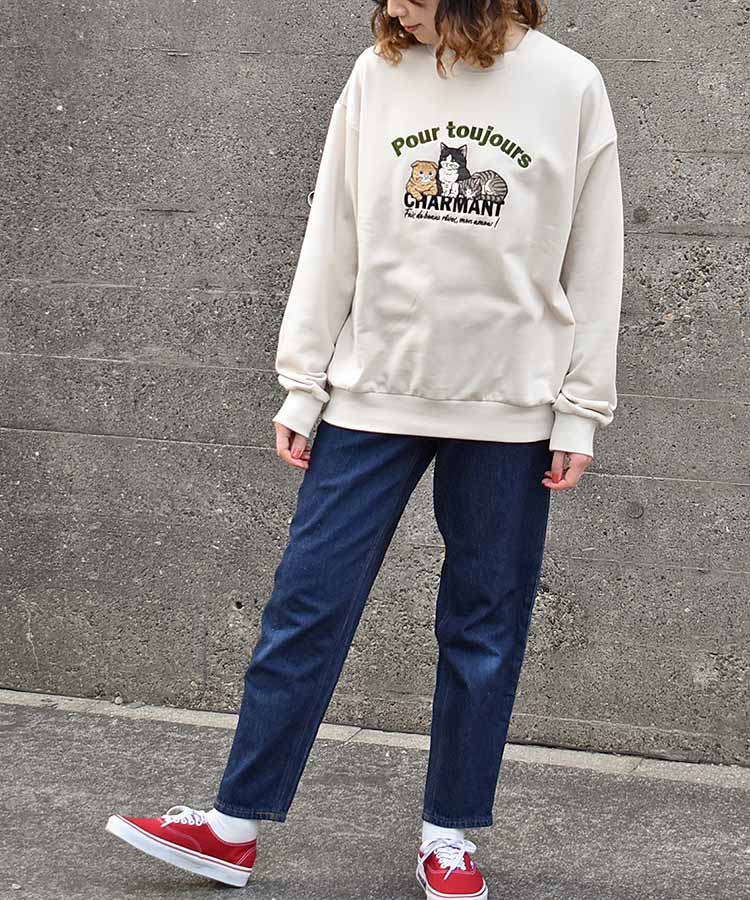 イヌネコ刺繍スウェット